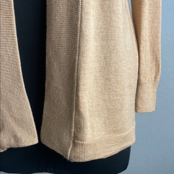 100% Merino Wool Elegant Camel Color Women's Open Cardigan Size Medium - Picture 4 of 12